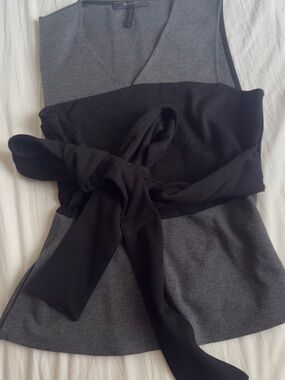 BCBGMaxAzria Charcoal Knit Top with Black Label